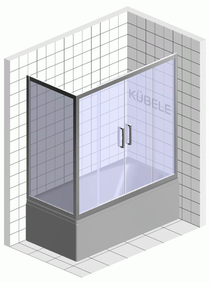 Шторка на ванну Kubele DE019 PR4-CLN-BR 170х80 см, профиль бронза