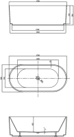 Акриловая ванна Vincea VBT-426-1700MW 170x80 см, отдельностоящая, белая матовая, овальная, с каркасом, со сливом-переливом, фурнитура белая