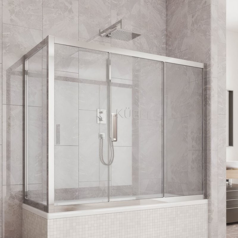 Шторка на ванну Kubele DE019 PR3-CLN-CH, 170х75 см, профиль хром