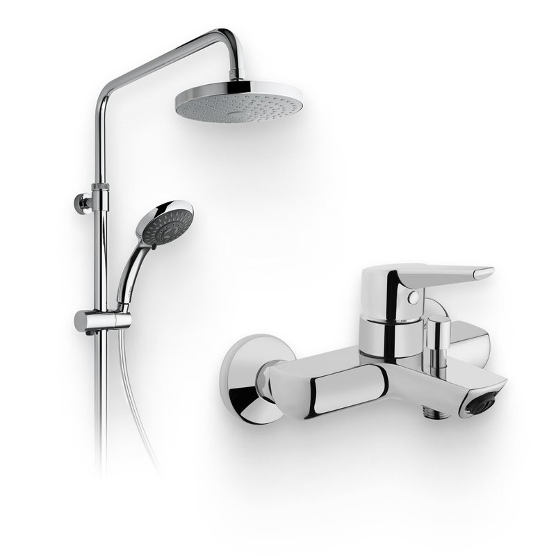 Душевой комплект Смеситель VitrA Matrix Solid S A42444EXP + Стойка System Rain A45597EXP