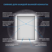 Зеркало Wellsee 7 Rays’ Spectrum 80х100 с подсветкой, черное