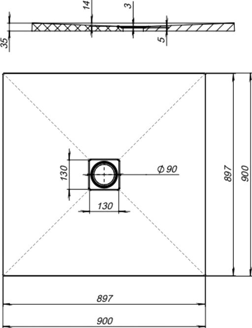 Поддон для душа Aquanet Pleasure NEW 001B 90x90 с сифоном, черный камень