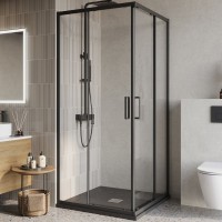 Душевой уголок BelBagno Luce A-2-90-C-NERO 90x90, профиль матовый черный, стекло прозрачное