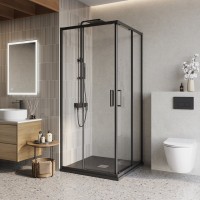Душевой уголок BelBagno Luce A-2-90-C-NERO 90x90, профиль матовый черный, стекло прозрачное