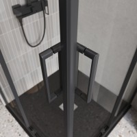 Душевой уголок BelBagno Luce A-2-90-C-NERO 90x90, профиль матовый черный, стекло прозрачное