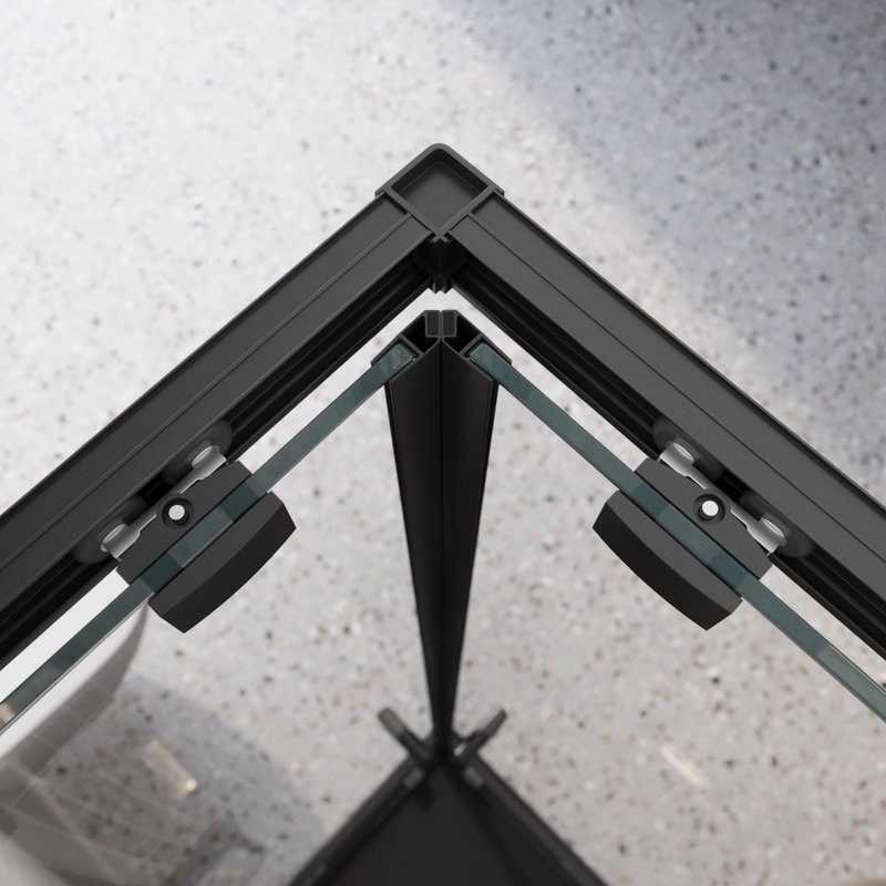 Душевой уголок BelBagno Luce A-2-90-C-NERO 90x90, профиль матовый черный, стекло прозрачное