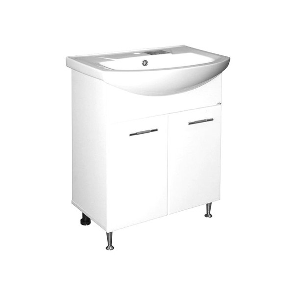 Тумба с раковиной Mixline Росток 65 глянцевая белая, в разборе