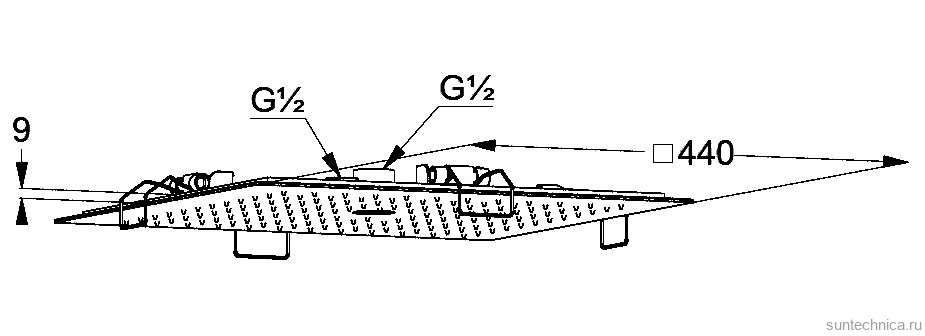 Верхний душ Kludi Asana 69420N2-00 встраиваемый в потолок, оружейная сталь