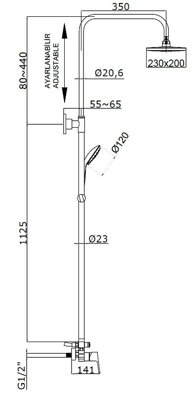Душевая стойка AZARIO Treya AZ-15780121 хром