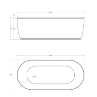Акриловая ванна Cezares Metauro METAURO-Central-180-80-40-W-MATT 180x80 см, отдельностоящая, белая матовая, овальная, на ножках, с серым экраном, экран матовый серый