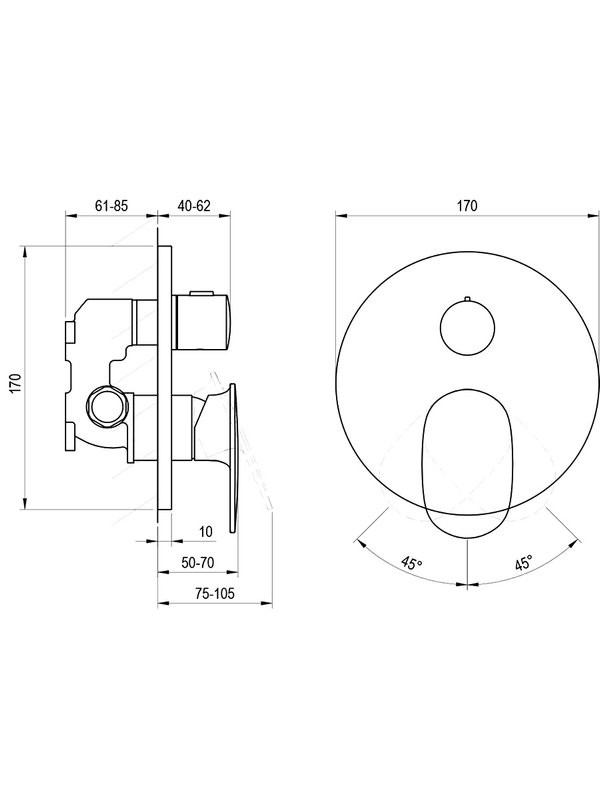 Встраиваемый смеситель для душа и ванны Ravak Spring SG 065.00CR O2 хром