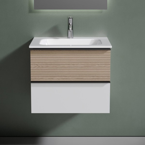 Тумба с раковиной Sancos Delta 60 дуб светлый, белый