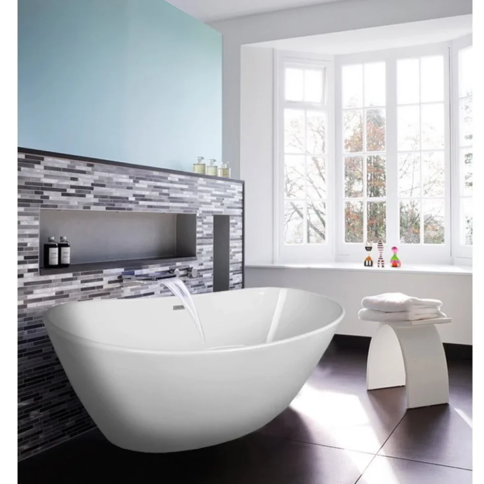 Ванна акриловая Azario EASTON 1800x820x600 белая, свободностоящая, в комплекте с сифоном и металлической рамой (AZ-1337)