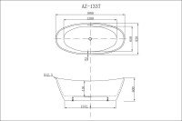 Ванна акриловая Azario EASTON 1800x820x600 белая, свободностоящая, в комплекте с сифоном и металлической рамой (AZ-1337)