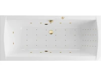 Акриловая ванна Excellent Aquaria Lux Slim Nano 180x80 см, встраиваемая, с гидромассажем, белая, с каркасом, со сливом-переливом, фурнитура золото