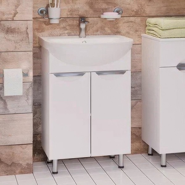 Тумба под раковину Emmy Милли 60 белая глянцевая