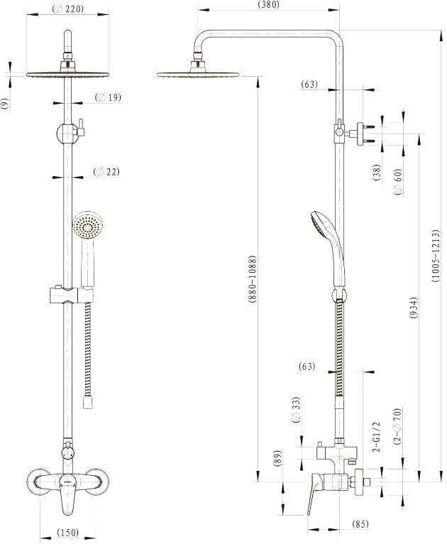Душевая стойка Bravat Eco F9111147C-A-RUS хром