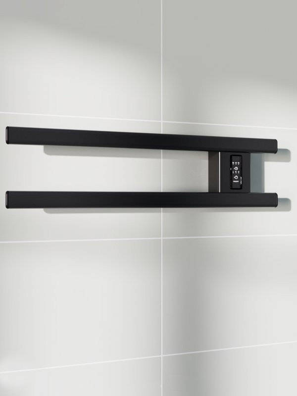 Полотенцесушитель электрический Altasan Каспий Проф СП5015Ч 15x50 см, подключение справа, скрытое подключение справа, матовый черный, из стали