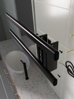 Полотенцесушитель электрический Altasan Каспий Проф СП5015Ч 15x50 см, подключение справа, скрытое подключение справа, матовый черный, из стали