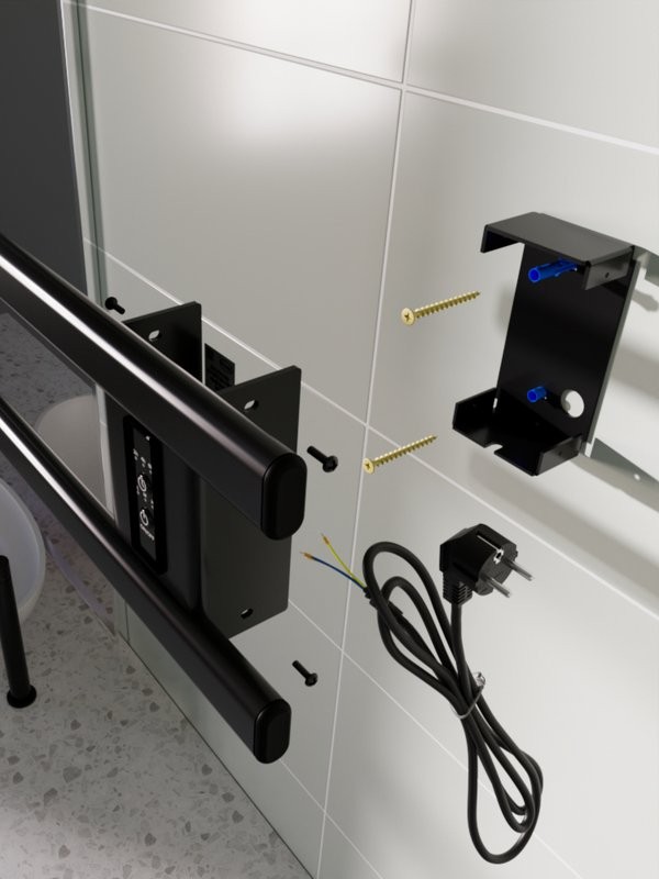 Полотенцесушитель электрический Altasan Каспий Проф СП5015Ч 15x50 см, подключение справа, скрытое подключение справа, матовый черный, из стали