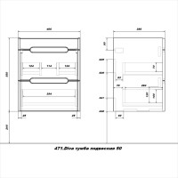 Тумба с раковиной SanStar Diva 50 подвесная, графит софт, дуб вотан, раковина Фостер 50