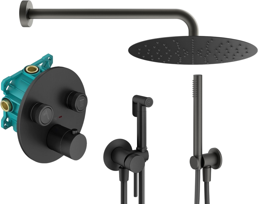 Комплект для ванной Plumberia Selection PSBOX KITZPSB02NO С ВНУТРЕННЕЙ ЧАСТЬЮ, черный матовый