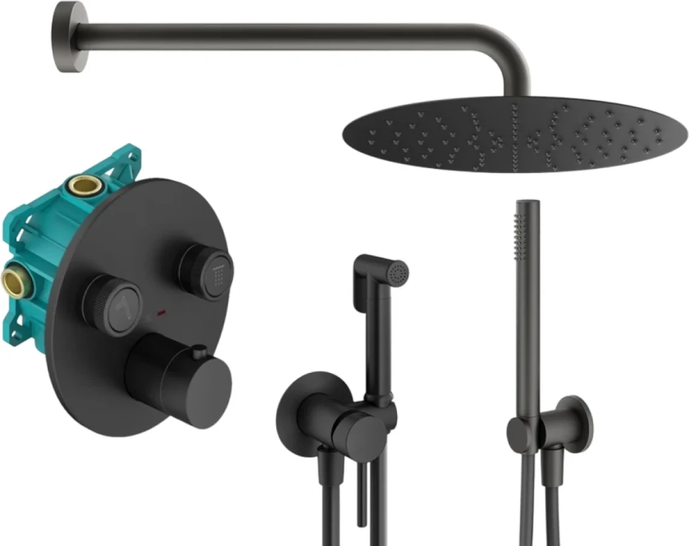 Комплект для ванной Plumberia Selection PSBOX KITZPSB02NO С ВНУТРЕННЕЙ ЧАСТЬЮ, черный матовый