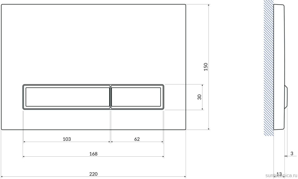 Кнопка смыва Cersanit Blick 64113 белая матовая