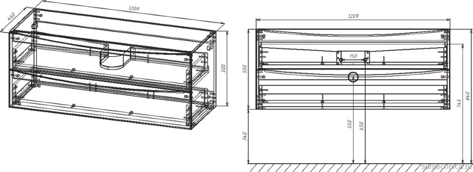 Тумба под раковину Vincea Mia 120, подвесная, белая глянцевая