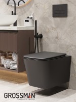 Унитаз подвесной Grossman GR-4404BMSQ с микролифтом, черный матовый
