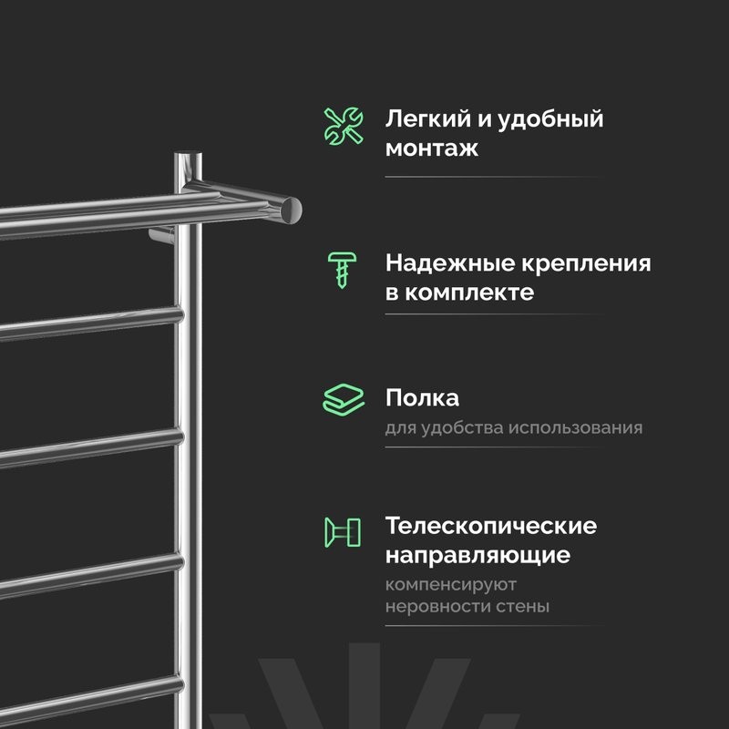 Полотенцесушитель электрический EWRIKA Сафо PN 80х50, с полкой, хром