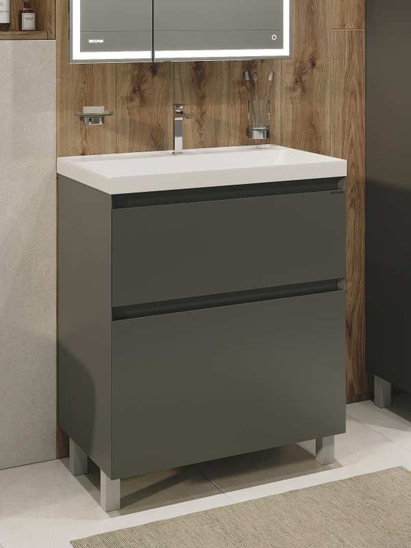 Тумба под раковину без столешницы Grossman Меркадо 60 напольная, матовый графит