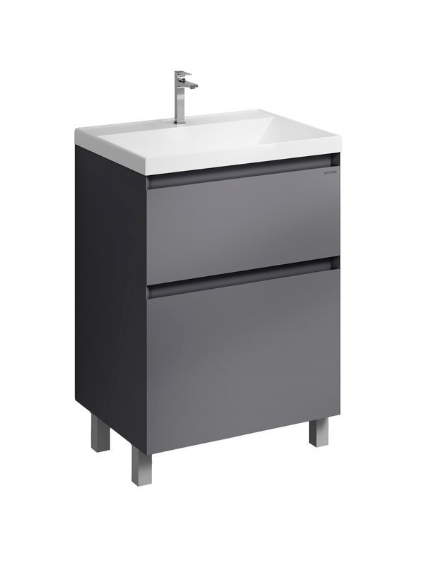 Тумба под раковину без столешницы Grossman Меркадо 60 напольная, матовый графит
