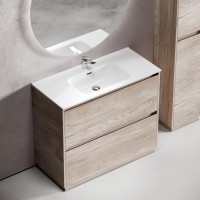 Тумба с раковиной Sancos Libra Floor 100 дуб галифакс натуральный, белая раковина CN7003