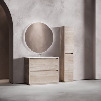 Тумба с раковиной Sancos Libra Floor 100 дуб галифакс натуральный, белая раковина CN7003