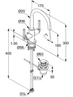 Смеситель для раковины Kludi Nova Fonte Puristic 20118N515 брашированный никель PVD Смеситель для раковины Kludi Nova Fonte Puristic 20118N515 брашированный никель PVD