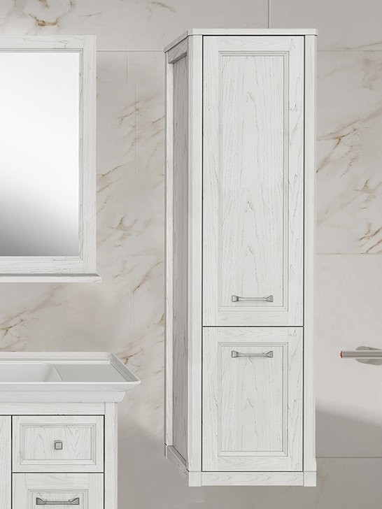 Шкаф-пенал для ванной ASB-Woodline Толедо 40 белый, патина серебро