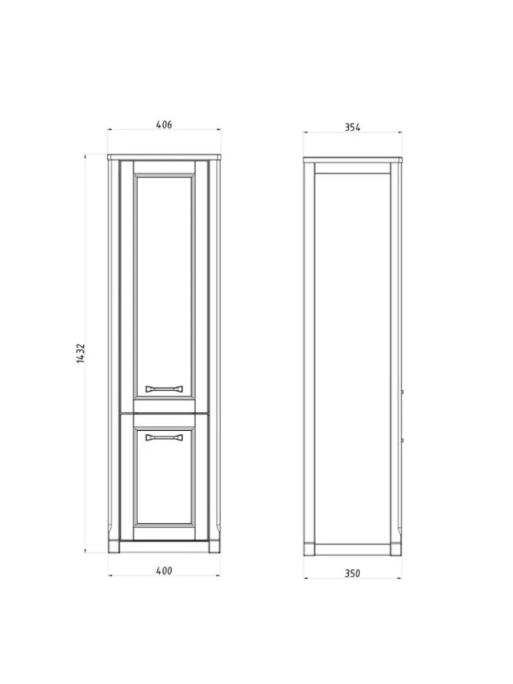 Шкаф-пенал для ванной ASB-Woodline Толедо 40 белый, патина серебро