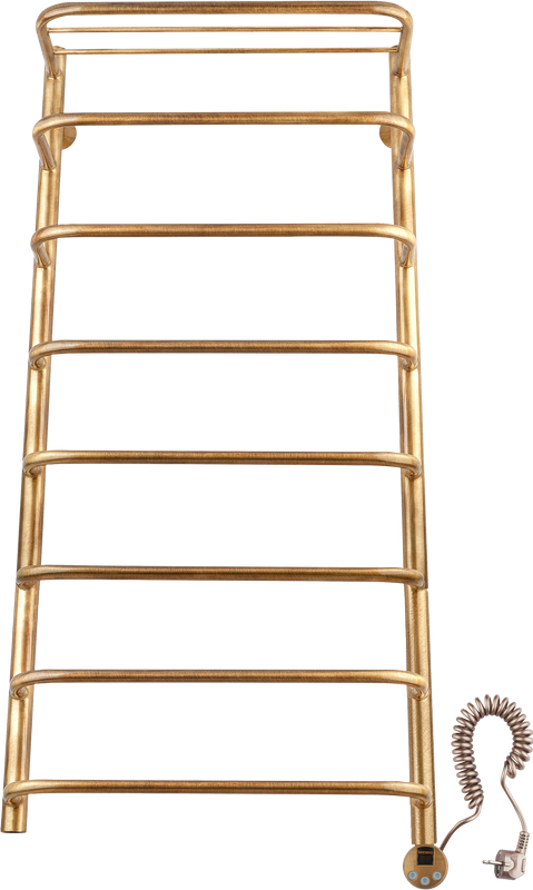 Полотенцесушитель электрический Secado Мерида 2 105x55 см, подключение справа, бронза, лесенка, латунь, с полкой