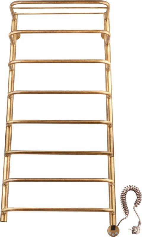 Полотенцесушитель электрический Secado Мерида 2 105x55 см, подключение справа, бронза, лесенка, латунь, с полкой