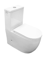 Унитаз-моноблок напольный AZARIO Velluto AZ-6281 безободковый, с микролифтом, глянцевый белый