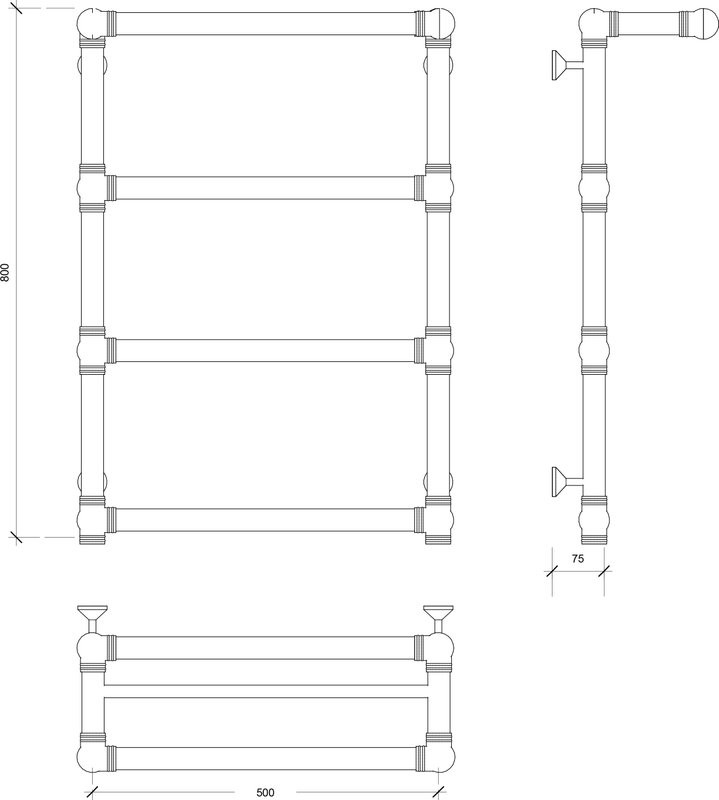 Полотенцесушитель водяной Secado Фалерони 2 80x55 см, бронза, лесенка, латунь, с полкой