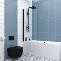 Шторка на ванну Kubele DE020 DE020P601-CLN-BLM- 65х150 150х65, профиль черный матовый