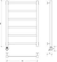 Полотенцесушитель электрический Secado Корсико 1 85x55 см, подключение слева, матовый черный, лесенка