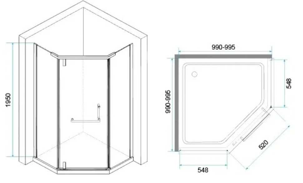 Душевой уголок RGW Hotel HO-081 100x100x195 см, профиль хром, стекло прозрачное