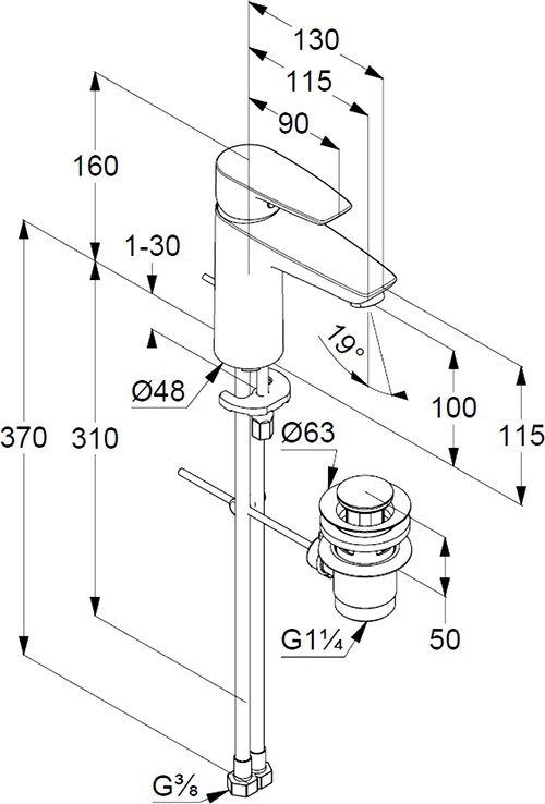 Смеситель для раковины Kludi Pure&Solid 342900575