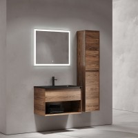 Мебель для ванной комнаты Sancos Marmi 1.0 80 черная раковина, дуб чарльстон