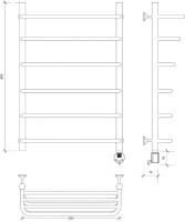 Полотенцесушитель электрический Secado Мерида 2 СП 85x55 см, подключение справа, глянцевый хром, лесенка, с полкой