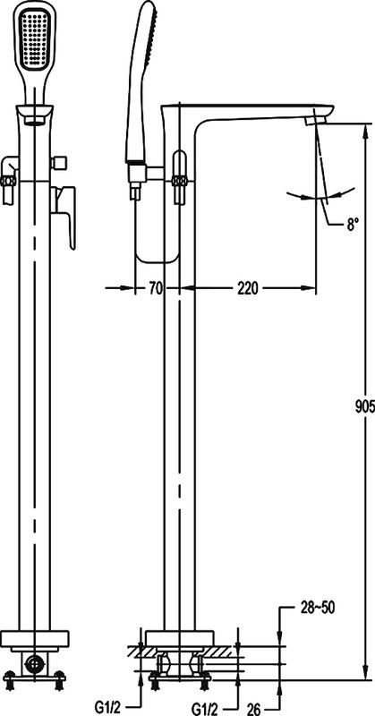 Напольный смеситель для ванны с душем Cezares Tesoro F VDP 01