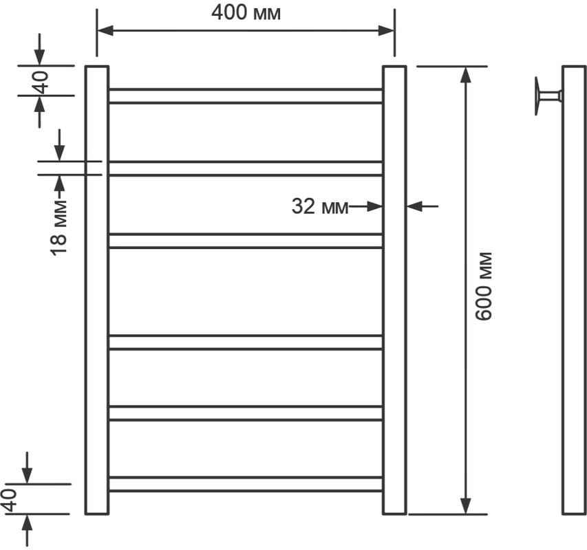 Полотенцесушитель водяной Comfysan Noumi W-6 60х40 60x45 см, матовый белый, лесенка